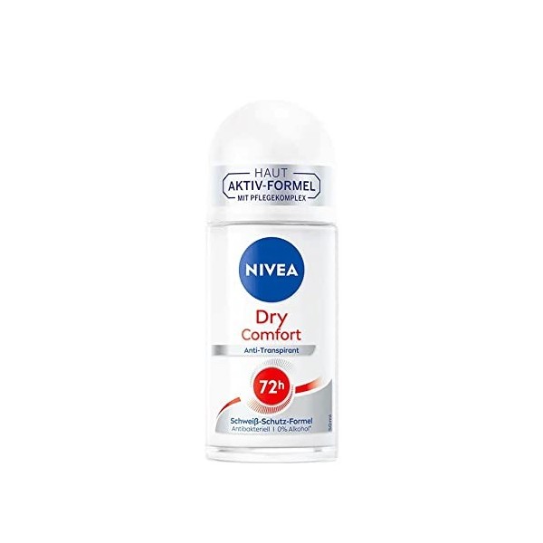 NIVEA Dry Comfort Lot de 6 déodorants à bille anti-transpirants pour toutes les situations du quotidien Protection 48h 6 x 50