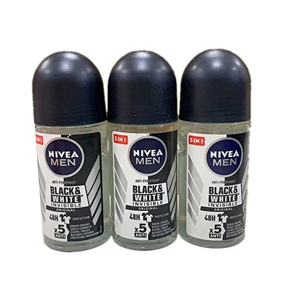 Nivea Men Déodorant Invisible, sans résidus blancs, 50 ml, lot de 3