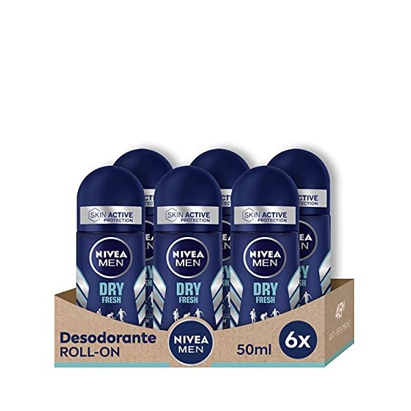 NIVEA Roll-on Dry Impact Men Fresh - Lot de 6 x 50 ml - Total : 300 ml