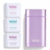 Wild - Déodorant Naturel Rechargeable - Sans Aluminium - Etui Violet avec Lot Varié de Recharge 3 x 40g - Comprend Fresh Co