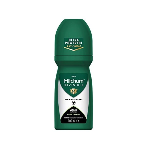 Mitchum Invisible Men 48HR Protection Roll On - Déodorant et anti-transpirant, anti marques blanches, sans alcool