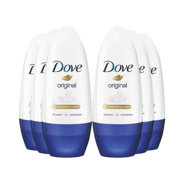 Dove Lot de 6 déodorants anti-transpirant 48H sans alcool 50 ml