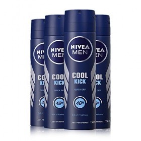 NIVEA Men Cool Kick Lot de 4 déodorants anti-transpirants en spray pour homme 4 x 150 ml