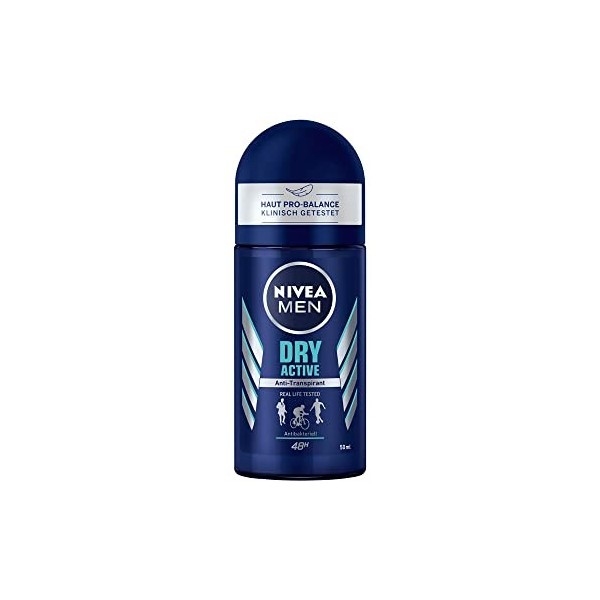 NIVEA MEN Déodorant à bille Dry Active 50 ml - Anti-transpirant - Protection puissante et fiable - Protection 48h