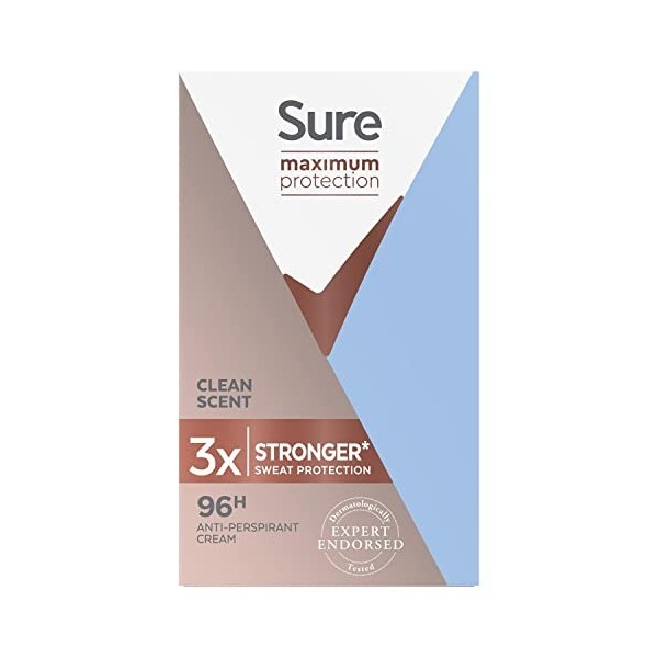 Sure Femme une protection maximale Clean Parfum Déodorant anti-transpirant Crème - Lot de 3 3x45ml 