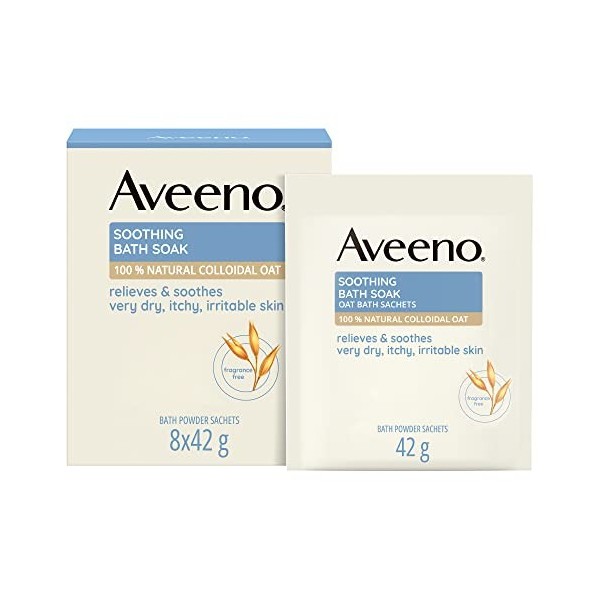 Aveeno Bain apaisant, soulage les peaux irritées, non parfumé, 8 sachets de 42 g