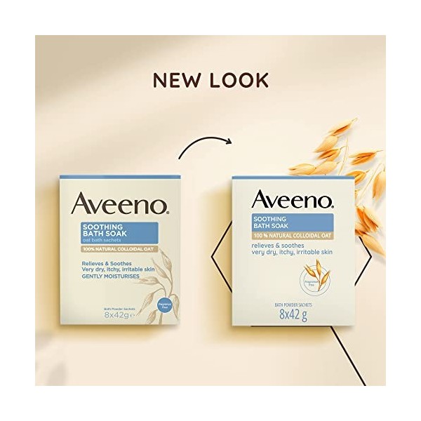 Aveeno Bain apaisant, soulage les peaux irritées, non parfumé, 8 sachets de 42 g