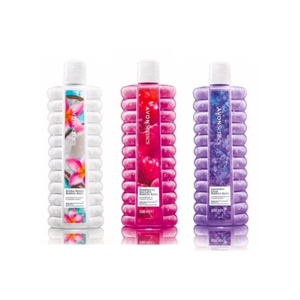 Avon Bain moussant | Lavender Calm | Aloha Monoi | Framboise Delight | Lot de 3 bain moussant 500 ml