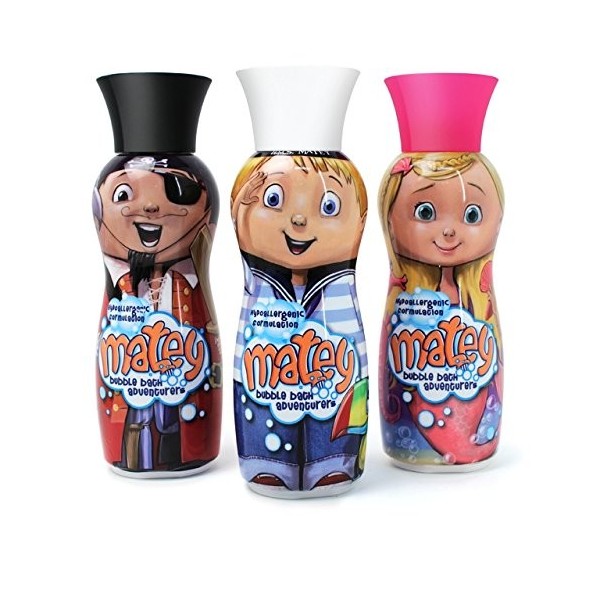 Matey Bubble Adventure Molly Max and Pegleg Bubble Bath for KIDS 3 in 1 Pack...