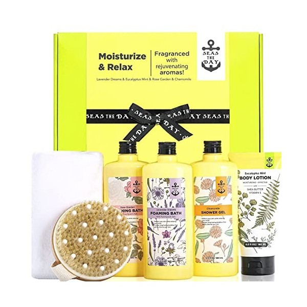 Bain moussant avec sel dEpsom pur, cadeau de spa pour femme relaxant, bain moussant, lot de 6 pour le bain et le corps avec