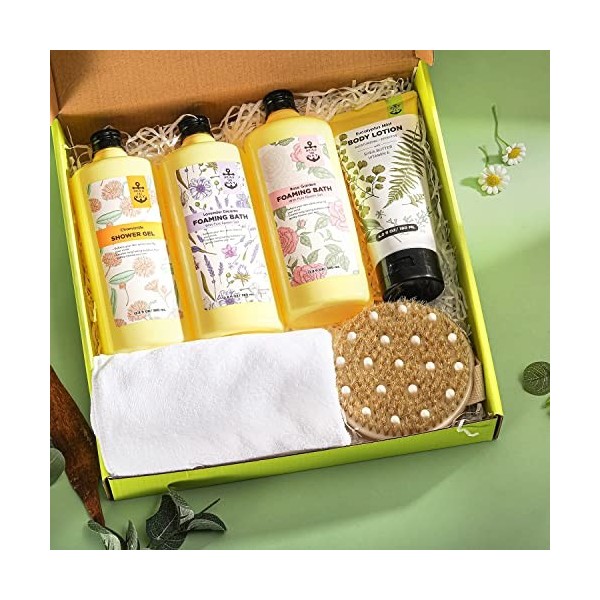 Bain moussant avec sel dEpsom pur, cadeau de spa pour femme relaxant, bain moussant, lot de 6 pour le bain et le corps avec