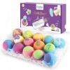 14pcs Coffret Cadeau Boules de Bain - DUAIU Bombes de Bain Moussant aux Huiles Essentielles Naturels - Fait à la Main, Hydrat