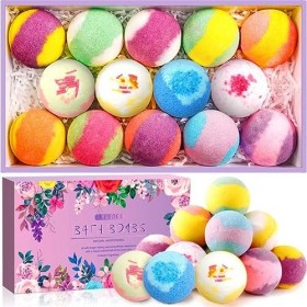 MAISITOO Bombes de Bain Lot de 14,Coffret Cadeau Boules de Bain Bulles Pétillantes aux Huiles Essentielles Naturelles Comme S
