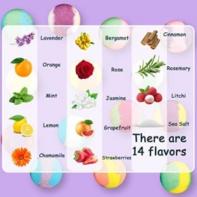 MAISITOO Bombes de Bain Lot de 14,Coffret Cadeau Boules de Bain Bulles Pétillantes aux Huiles Essentielles Naturelles Comme S