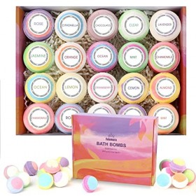 Lot de 20 bombes de bain moussantes biologiques et naturelles fabriquées à la main - Boules pétillantes pour relaxation et so