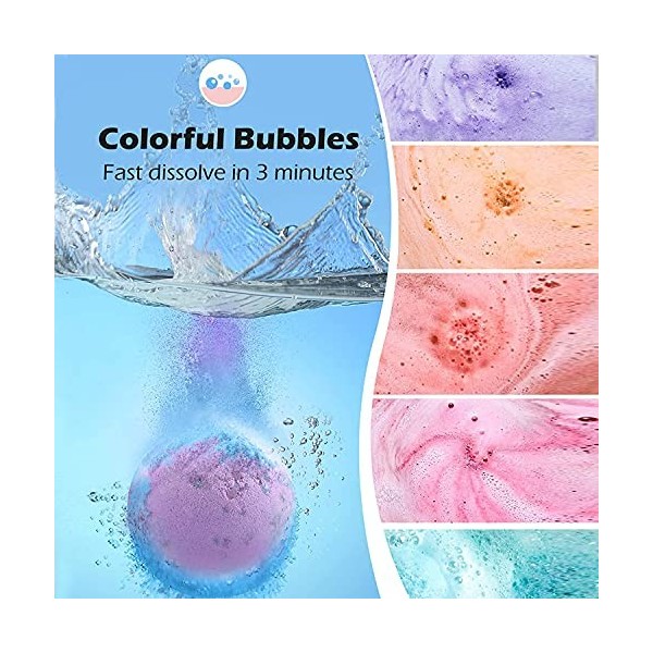 Coffret Cadeau au Boules de bain, OFUN 5 Bombe de Bain & 4 Bougie Parfumée aux Huiles Essentielles Naturelles, hydrate la pea