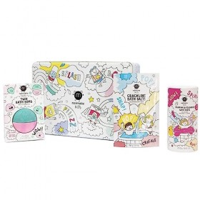 Nailmatic Kids Bath Box Splash Coffret Bain Enfant - Boule de Bain Colorante Rose et Verte + 1 Sels de Bain Moussants Rose + 