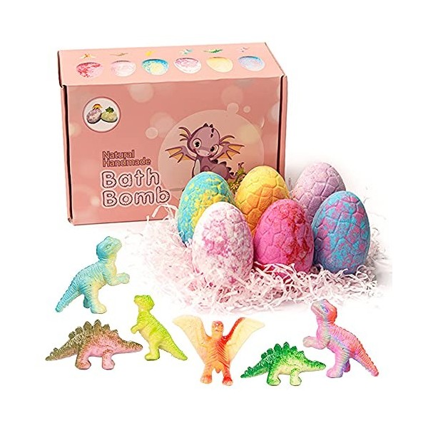 Queta Bombes de bain, Boule de Bain aux œufs de dinosaure pour enfants, sans Additifs, Bain Moussant de sel de bain aux huile