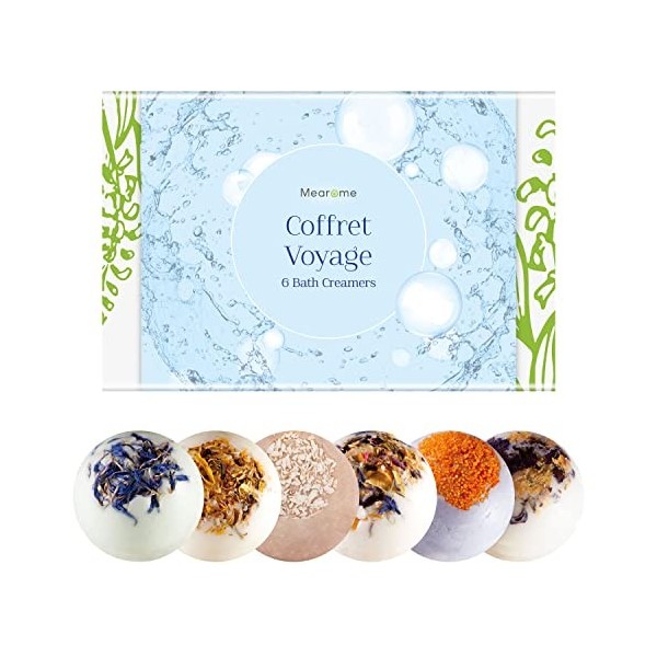 Coffret 6 Boules de Bain - Coffret Voyage - Fabriqué à la Main en Europe - Hydratant & Nourrissant - Avec Beurre de Karité, H
