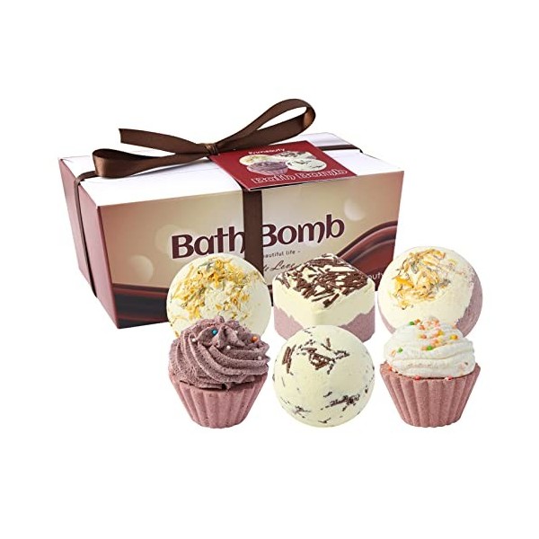 6 x Bombes de Bain,Layhou Coffret Cadeau Femme Boule de Bain,Soulagement du Stress,Relaxation Parfumée,Cadeau pour enfant,mèr