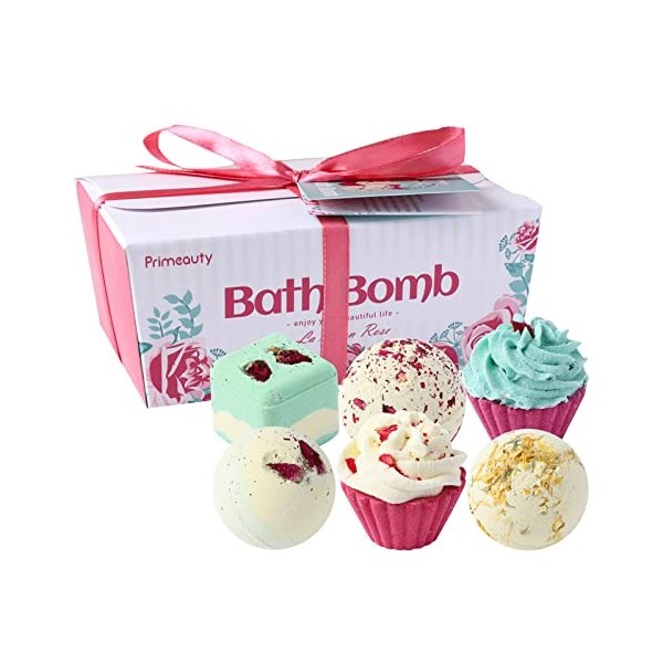 6 x Bombes de Bain,Layhou Coffret Cadeau Femme Boule de Bain,Soulagement du Stress,Relaxation Parfumée,Cadeau pour enfant,mèr