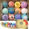 LifeAround2Angels Coffret cadeau bombes de bain 12 fizzies, beurre de karité et de coco, hydratant pour la peau sèche, parfai