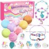 Tacobear 8pcs Boule de Bain Enfant avec Bijoux Moussant Bombe de Bain Coffret Cadeau avec Parfums de Fruits Boules Effervesce