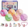 JOYIN Bombes de bain pour enfants avec jouets de licorne à lintérieur, 6 PCS, moussantes, pour SPA , pour plaisir, aux huile