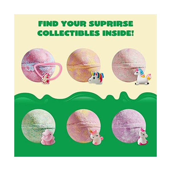 JOYIN Bombes de bain pour enfants avec jouets de licorne à lintérieur, 6 PCS, moussantes, pour SPA , pour plaisir, aux huile