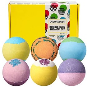 Lagunamoon 6PCS Bombes de Bain, Coffret-Cadeau de Boules de Bain aux Huiles Essentielles Bio Naturelles, Sel de Mer, Beurre d