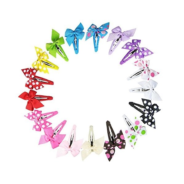 HipGirl Boutique Girls Pinwheel Hair Bow Snap Clips/Barrettes, Multi Color, 1.5 Inch by HipGirl