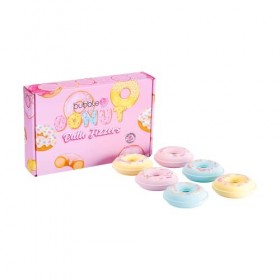Bubble T Cosmetics Donut Shaped Bubble Bath Bomb Fizzer Gift Set, 6 Piece Collection Packed With Sweet and Fruity Scents, 6 x