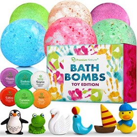 Coffret cadeau bombes de bain pour enfants – Grande boule de bain pétillante avec jouets surprise à lintérieur – Idée cadeau