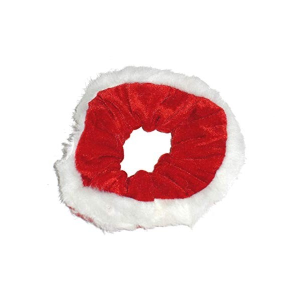 Christmas Red Velvet and White Fur Trim Hair Scrunchie Bobble Elastic Hair Band by Pritties Accessories