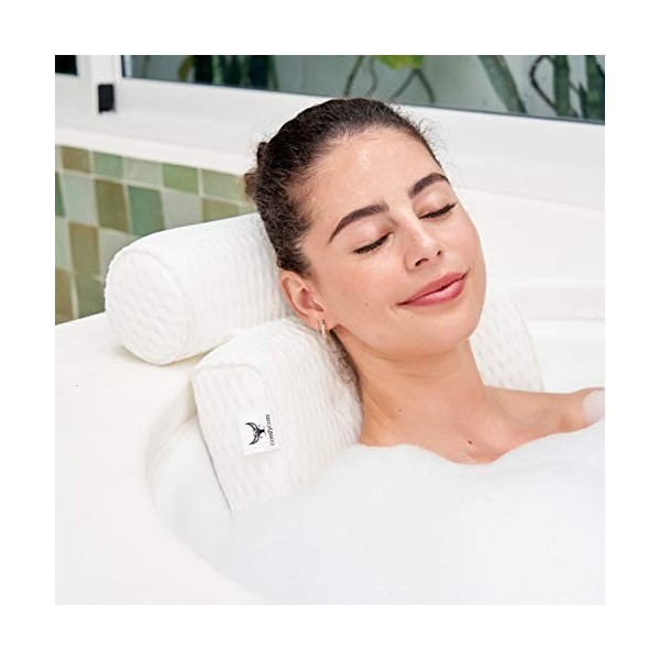 ComfyCozy Ensemble de coussins de bain de luxe avec 3 bombes de bain en cristal et luffa exfoliant | Coussins de bain pour le