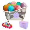 Bombes De Bain ELITISTE - New Baignoire Set 9 Bombes De Bain - Pack Didées Cadeaux VEGAN Bombes De Bain Parfumées Pour Ami, 