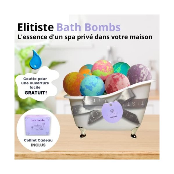 Bombes De Bain ELITISTE - New Baignoire Set 9 Bombes De Bain - Pack Didées Cadeaux VEGAN Bombes De Bain Parfumées Pour Ami, 