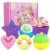 BOENFU Bombe de Bain Cadeau Femme, 6 Bombes de Bain Coffret Cadeau en Huile Essentielle, Idée Cadeau pour Enfants, Femmes Mam