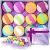 Coffret cadeau de boules de bain, kit de boules de bain multicolores végétales avec des huiles essentielles pour les enfants 