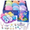 Tacobear 9pcs Bombe de Bain Enfant avec Surprise Bijoux Sirène Couronne Tatouage Coffret Boule de Bain Moussant Naturelle Spa