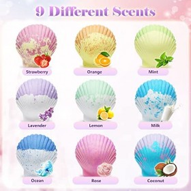 Tacobear 9pcs Bombe de Bain Enfant avec Surprise Bijoux Sirène Couronne Tatouage Coffret Boule de Bain Moussant Naturelle Spa
