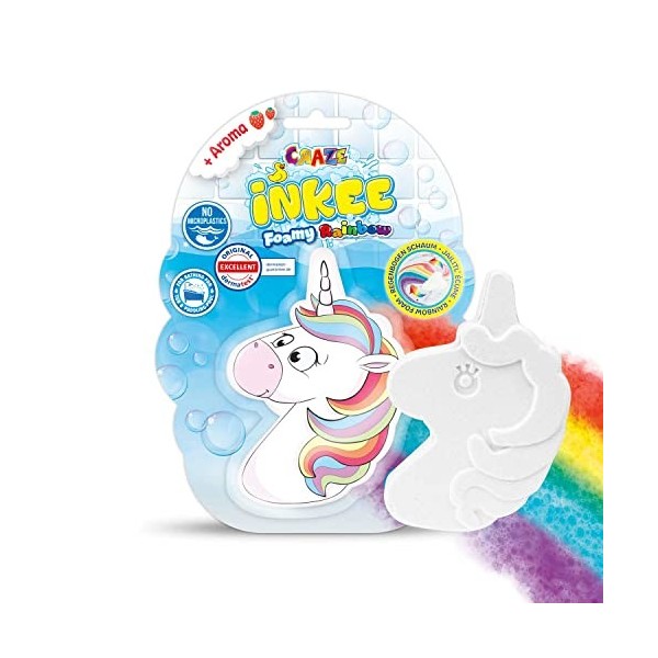 Craze INKEE Foamy Rainbow | Boule de Bain Enfant Senteur Fraise, Bombe de Bain Arc-en-Ciel en Forme de Nuage ou Licorne, test