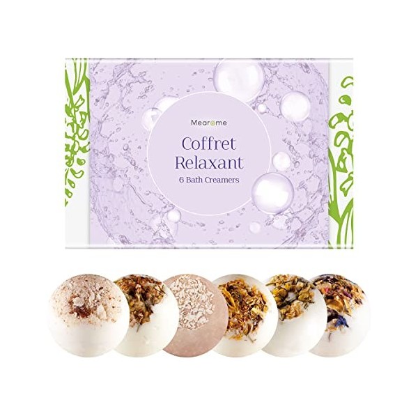 Coffret 6 Boules de Bain - Coffret Relaxant - Fabriqué à la Main en Europe - Hydratant & Nourrissant - Avec Beurre de Karité,