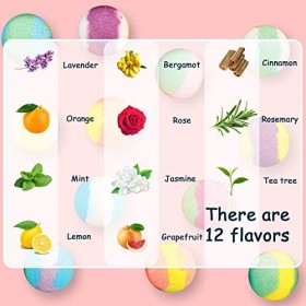 AMAYGA Bombes de Bain Lot de 12,Coffret Cadeau Boules de Bain Bulles Pétillantes aux Huiles Essentielles Naturelles Comme Spa