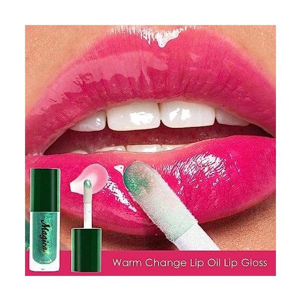 Huile déclat pour les lèvres - Rouge à lèvres Glow Glow,Glow Green Teinture à lèvres à changement de température chatoyante 