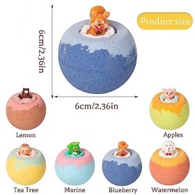 Boule de Bain Enfant, Taozoey 6 Pcs Bombe de Bain Enfant avec Jouet, Boule de Bain Moussant, Bath Bomb Kit, Bain Moussant Enf