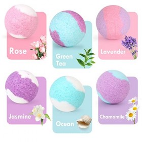 KWANITHINK Cadeau Fete des Meres, Coffret Bombeas de Bain- 6 Boules de Bain Femme et 3 Bougies Parfumées Set de Boules de Bai