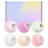 Boule de Bain Coffret-Cadeau Femme, 6 Senteur Bombe de Bain Enfant, Sel de Bain aux Huiles Essentielles Naturelles, Boule de 