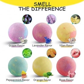 FOKUNCY Lot de 6 bombes de bain pour enfants avec jouet surprise à lintérieur, cadeaux pour femme, bain moussant, boule de b
