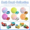 Tacobear 6pcs Bombe de Bain Enfant avec Surprise 12pcs Petite Voiture Jouet, Bombes de Bain Coffret Naturelles Effervescentes